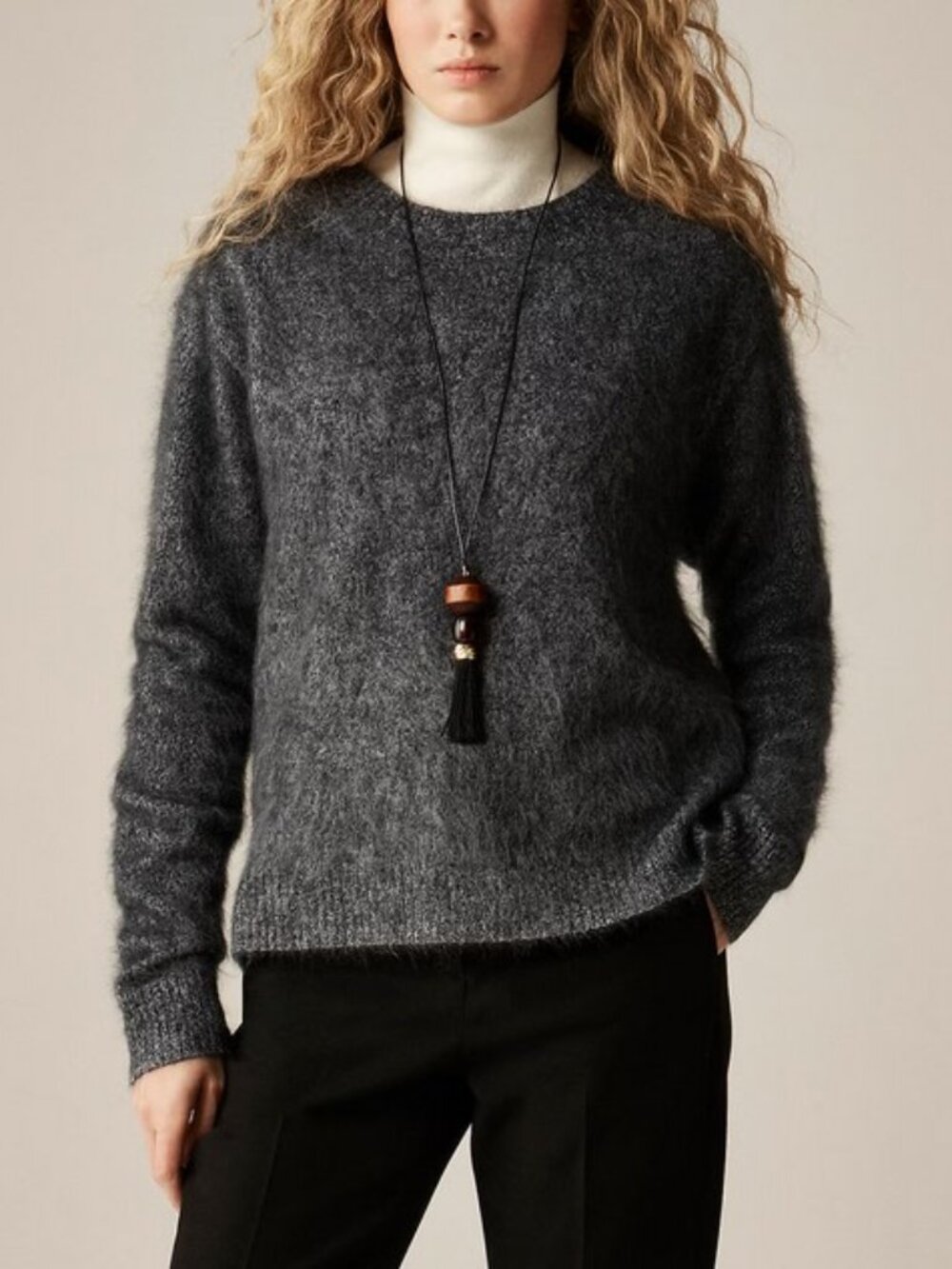 J. Crew Brushed cashmere marled relaxed crewneck sweater XL
